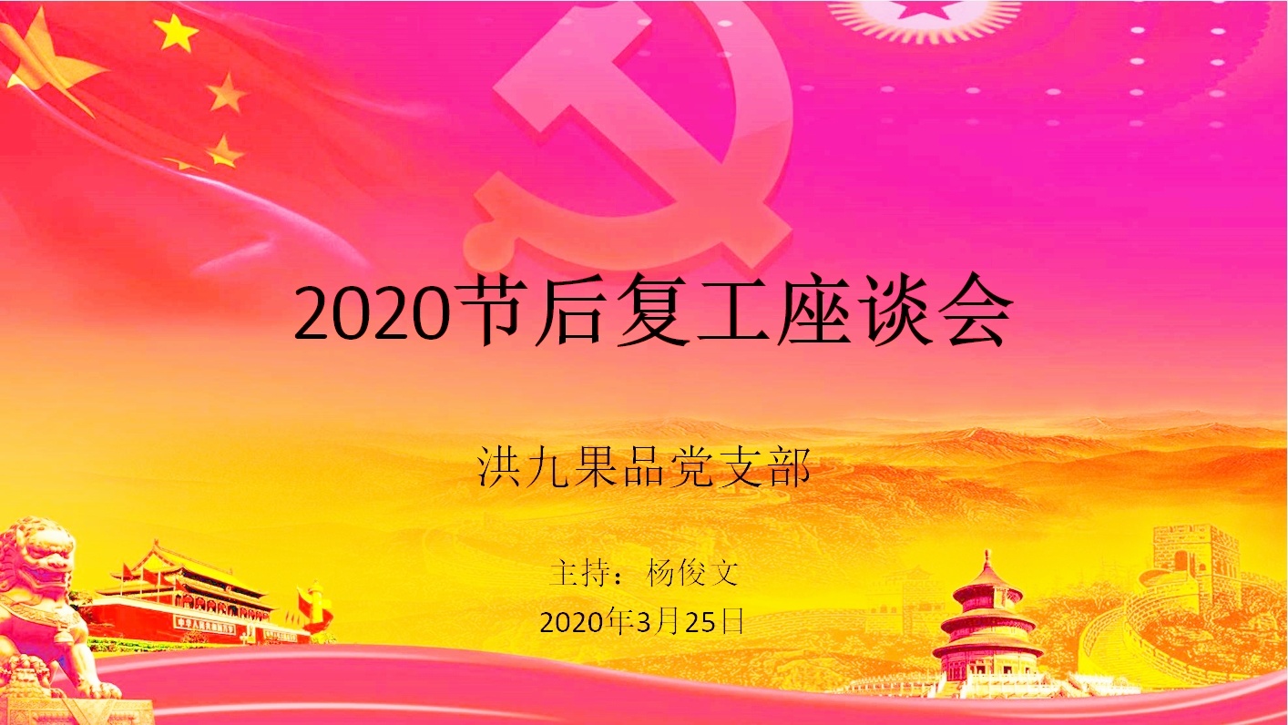 洪九党支部召开2020节后复工座谈会总结
